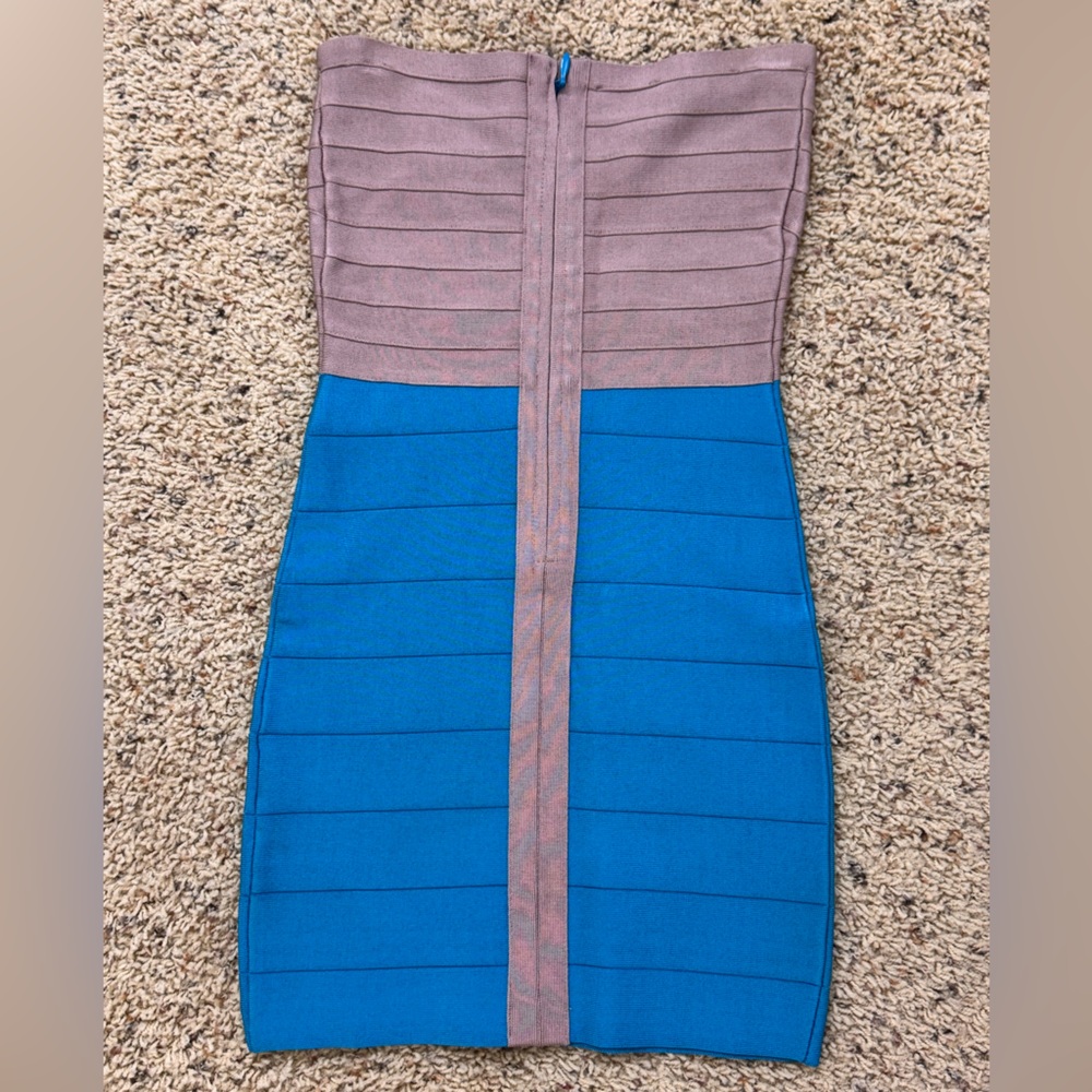 Bebe Teal and Taupe Bandage Y2K millenium Dress - Picture 4 of 5